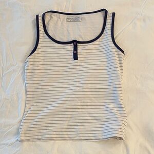 Wimbledon White and Navy Striped Tank